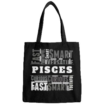 Discover Pisces Zodiac Star Sign Word Cloud Square Monochro Bags