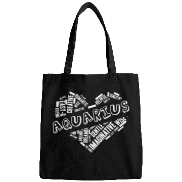 Discover Aquarius Heart Word Cloud Doodle Astrology Zodiac Bags