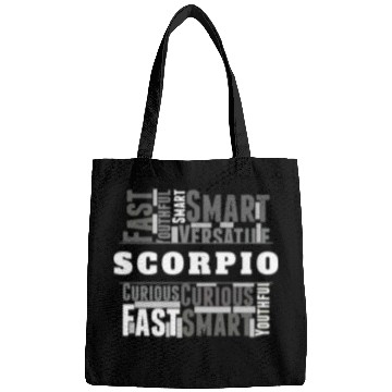 Discover Scorpio Zodiac Star Sign Word Cloud Square Monochr Bags