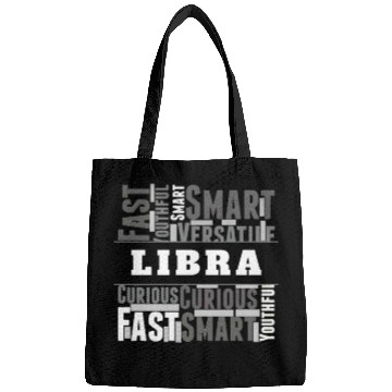 Discover Libra Zodiac Star Sign Word Cloud Square Monochrom Bags