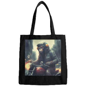 Discover monkey on motorcycle with cool leather jacket Bags