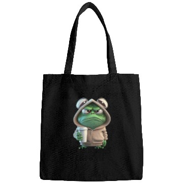 Discover Funny frog Design for i don't like morning people Bags