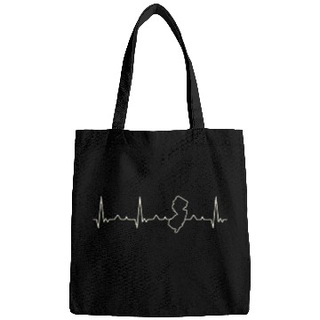 Discover New Jersey State USA. Heart. Love. EKG. Pulse. Bags
