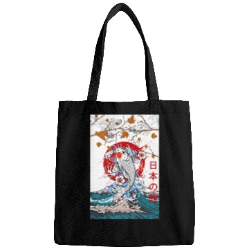 Discover Great Wave off Kanagawa Japanese Blossom Koi Fish Bags