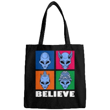 Discover Funny Believe alien square Vintage 70s Alien Lover Bags