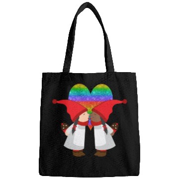 Discover Biracial Lesbian Gnome Valentine Couple Mixed LGBT Bags