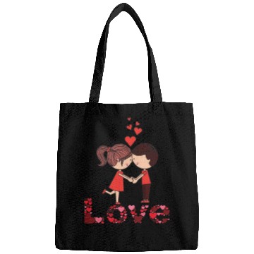 Discover Love -A couple expressing their love Bags