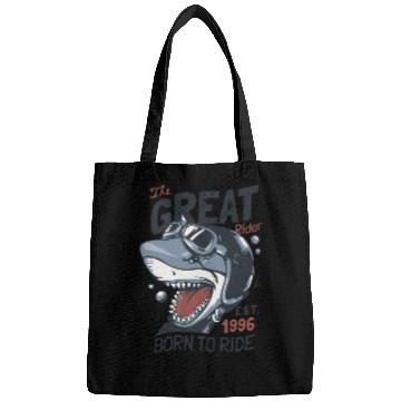 Discover shark ride rider race Bags