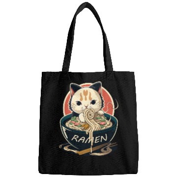 Discover Cute Cat Eating Ramen Bags