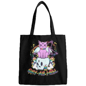 Discover Gay As Hell Creepy Cute Gay Pride Cat LGBT Rainbow Bags