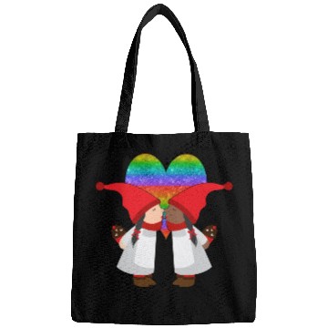 Discover Biracial Lesbian Gnome Valentine Couple Mixed LGBT Bags