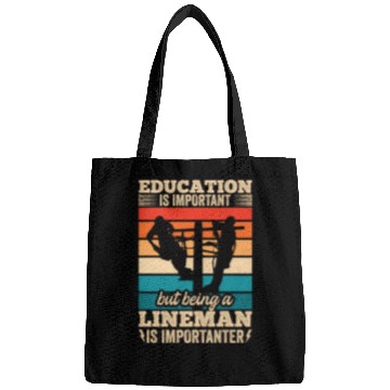 Discover Electrical Lineman Pun Education Is Important Bags