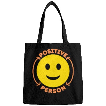 Discover slightly smiling positive person face Bags