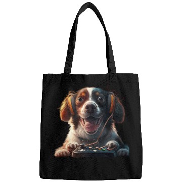 Discover Funny Dog Playing Video Game Bags