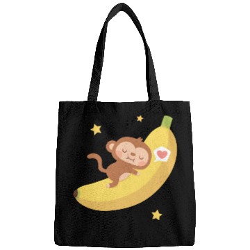 Discover Cute Monkey Hugging Banana Moon Bags