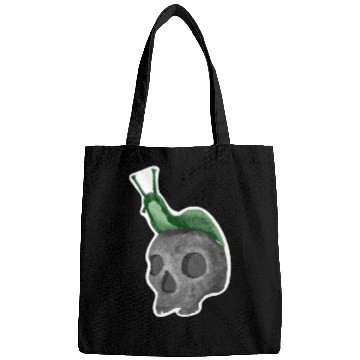 Discover Green Snail on Skull Illustration Bags