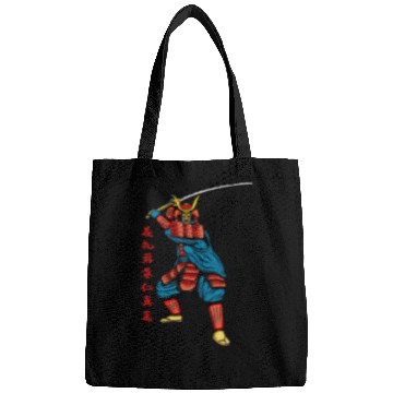 Discover Japanese samurai warrior red writing mask Bags