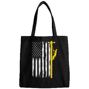 Discover Lineman US Flag Lineworker Patriotic Bags