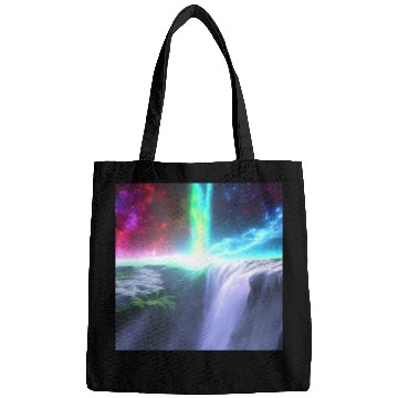 Discover rainbow space waterfall Bags
