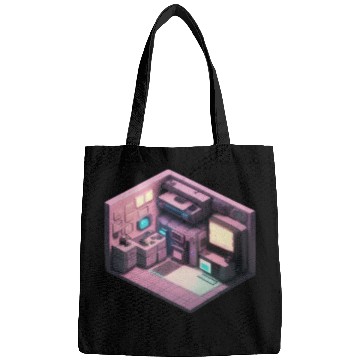 Discover Synthwave Isometric Voxel Bedroom - Future Room Bags