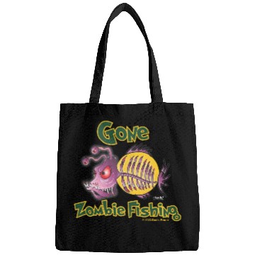 Discover Ghoulish Zombie Fish Cartoon Design Bags
