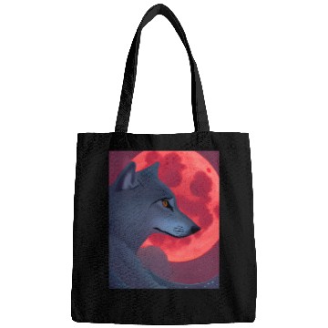 Discover A Grey Wolf Staring at a Blood Moon Bags