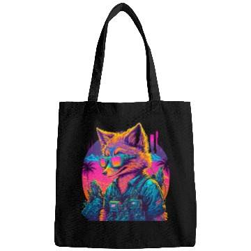 Discover Retro Futuristic Synthwave Fox Bags