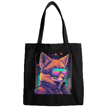 Discover Retro Futuristic Synthwave Fox Bags