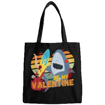 Discover Shark be my Valentine Blood Surf Design Bags
