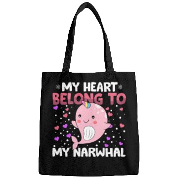Discover Valentines Day My Heart Belong to My Narwhal Boys Bags