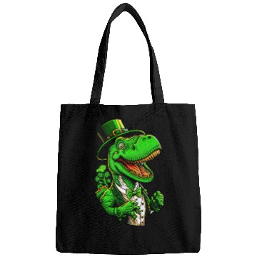 Discover St Patricks Day T-rex Dinosaur With Top Hat Bags