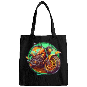 Discover Orange Motorcycle on Green Background Bags