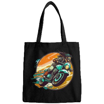 Discover Man Riding Green Motorcycle Bags