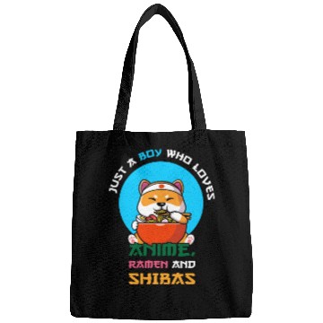 Discover Just a boy who loves anime, ramen and shibas Bags