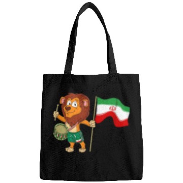 Discover Lion with the Iran flag Bags