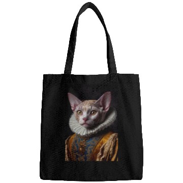 Discover Black Queen Devon Rex Cat Breed Portrait Royal Ren Bags