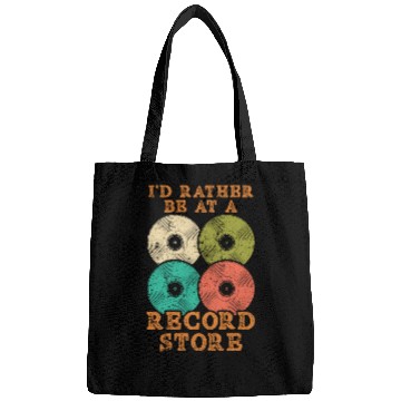 Discover I'd Rather Be At A Record Store Vinyl Player Music Bags