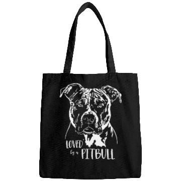 Discover Loved by a Pitbull dog mom dog saying Bags