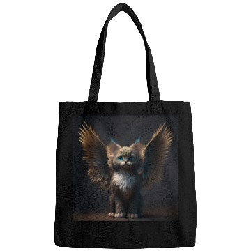 Discover Kitten Cat with wings adorable digital painting Bags