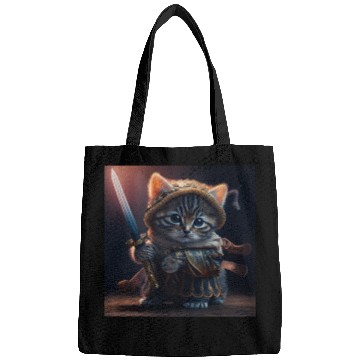 Discover Cat as a warrior holding a sword Bags