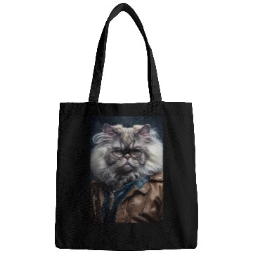 Discover Persian Cat Breed Portrait wears a leather jacket Bags