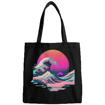 Discover Vaperwave Aesthetic Glitch Great Wave Retrowave Sy Bags