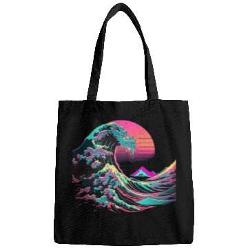 Discover Vaperwave Aesthetic Glitch Great Wave Retrowave Sy Bags