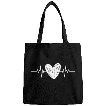 Discover White heart pulse heartbeat love Bags