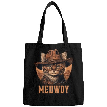 Discover Meowdy - Funny Mashup Between Meow and Howdy - Cat Bags