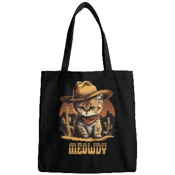 Discover Meowdy - Funny Mashup Between Meow and Howdy - Cat Bags