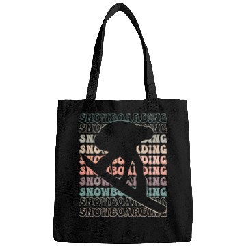 Discover Snowboarding Retro text Bags