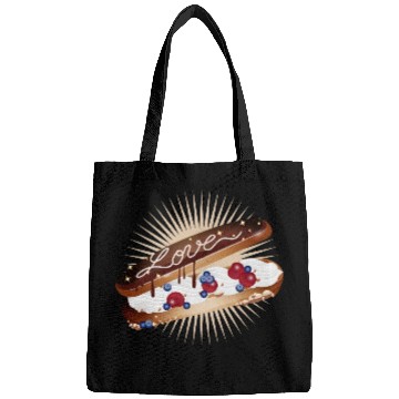 Discover Illustration of an eclair with cream and love Bags
