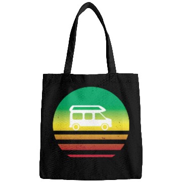 Discover Camper Van Retro Sunset Vintage sun camping Bags
