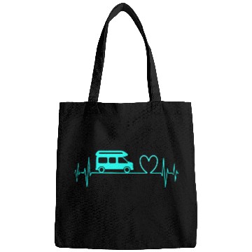 Discover Camper Van camping Ecg heartbeat heart turquoise Bags